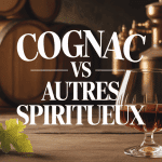 cognac vs autres spiritueux, nature morte élégante