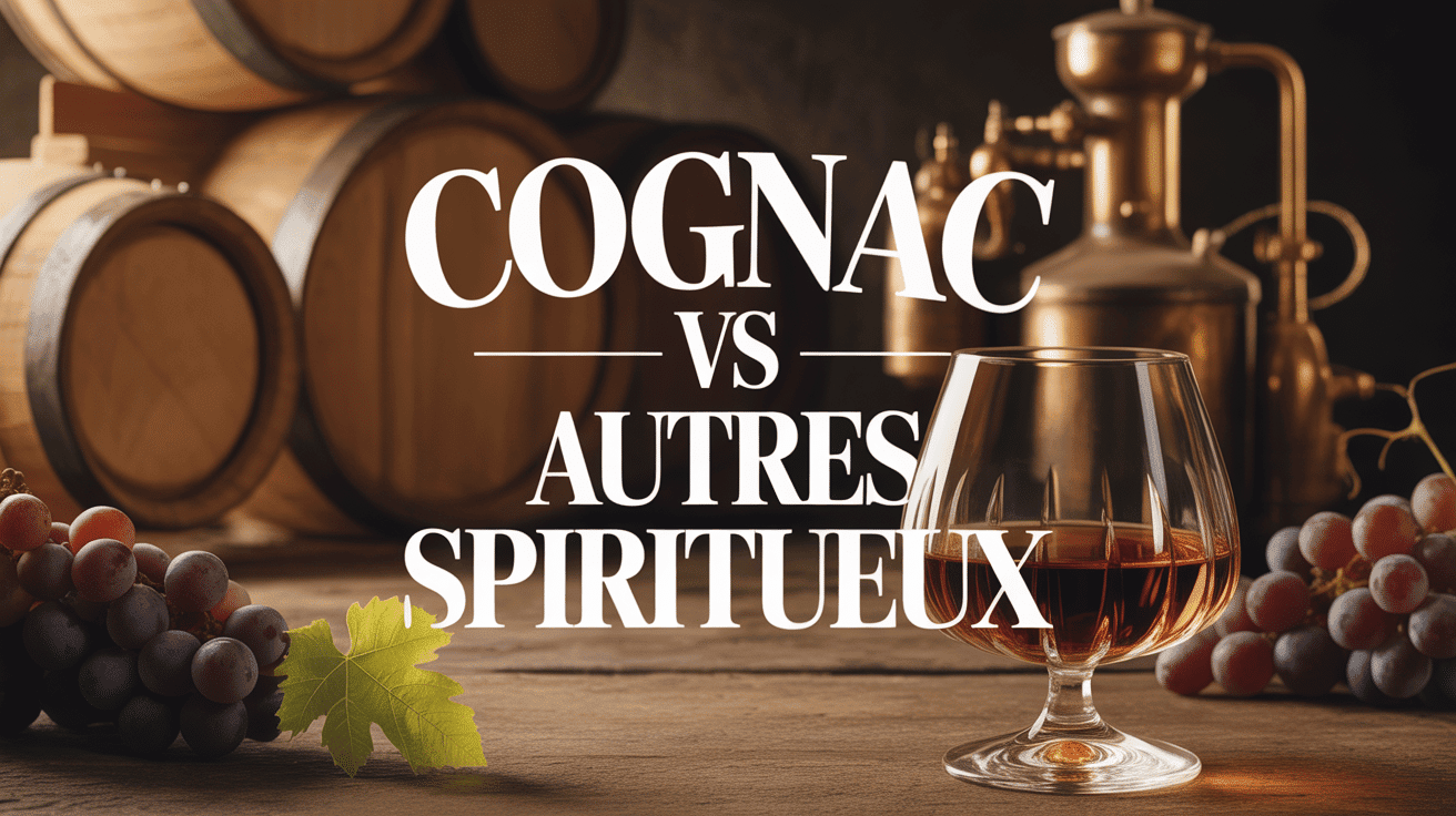 cognac vs autres spiritueux, nature morte élégante