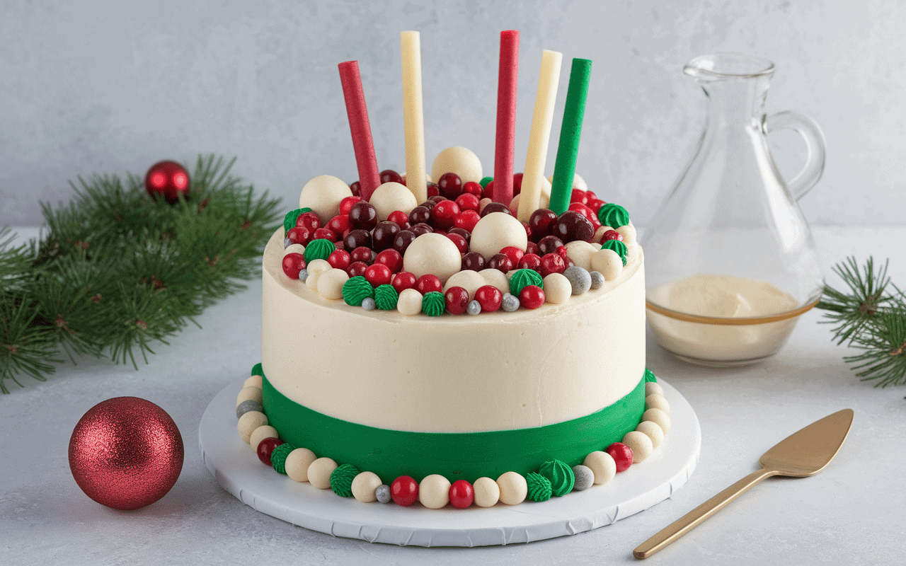 Ingredients essentiels deco gateau Noel fondant vermicelles colorees