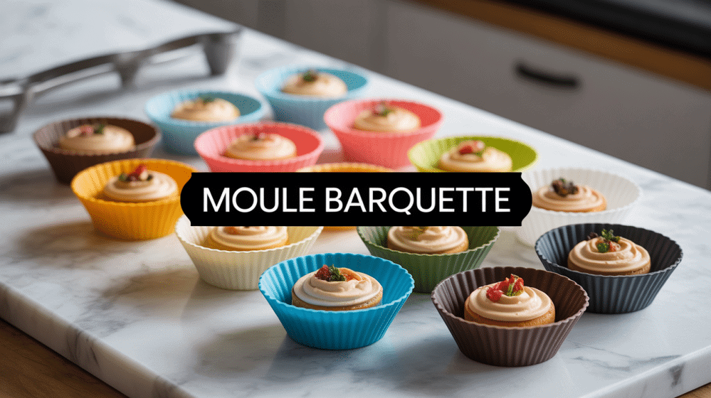 moule barquette silicone metal avec patisseries