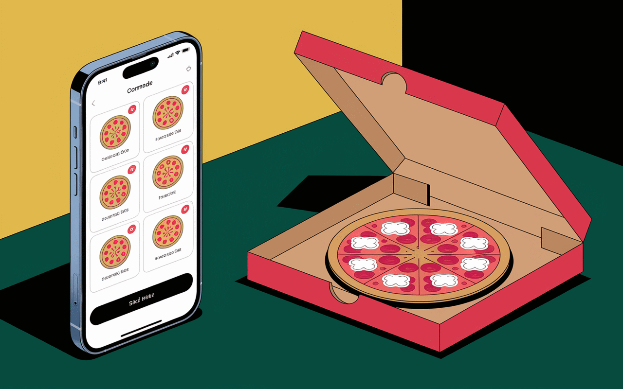 pizza taille livraison appli smartphone