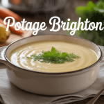 bol de potage brighton crémeux sur table avec légumes