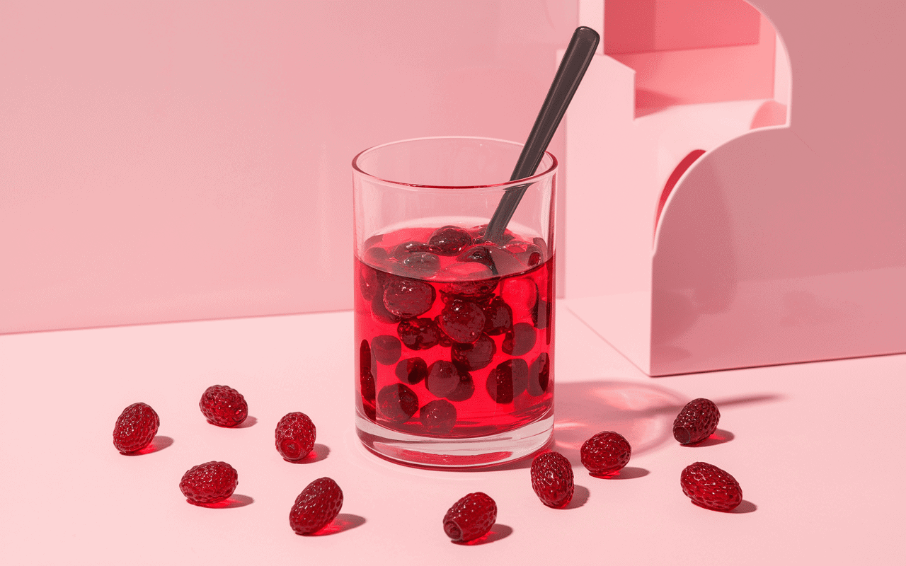 Verre de sirop de groseille pétillant avec groseilles