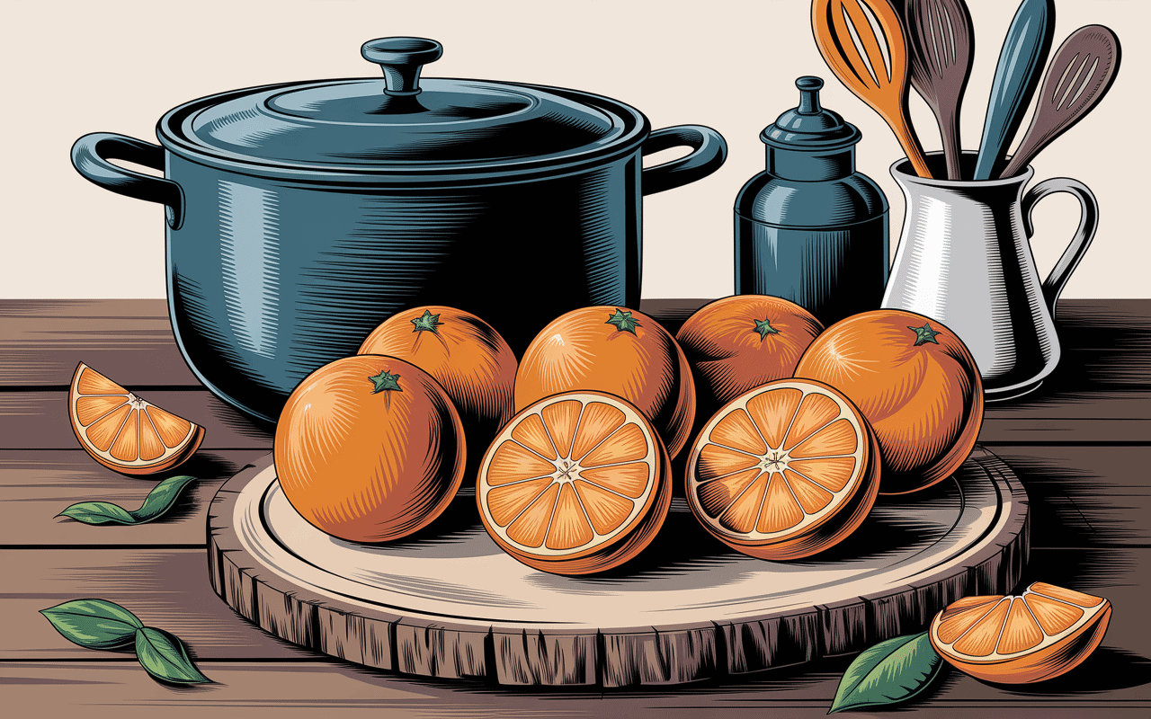 Kakis mûrs sur planche pour confiture de kaki