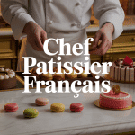 Chef patissier francais préparant des desserts haut de gamme
