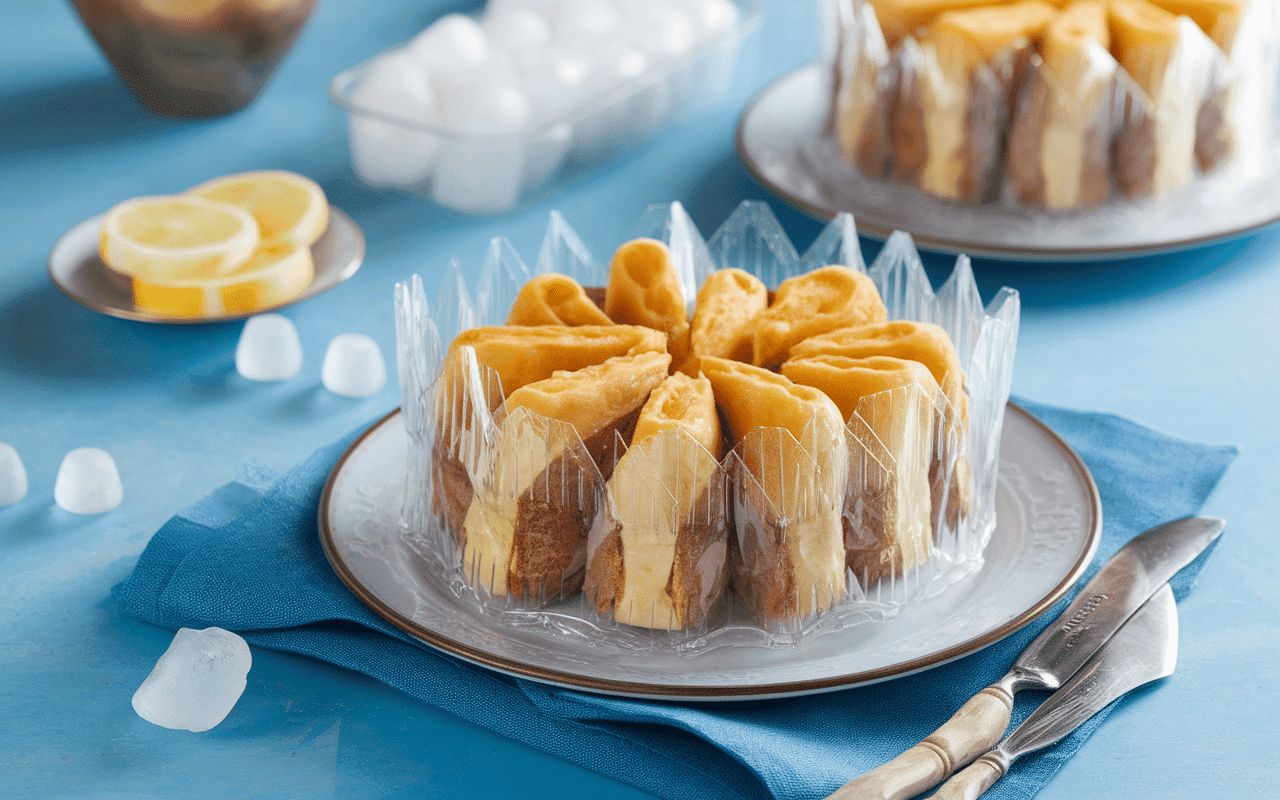Tranche gâteau yaourt emballée pour conservation gâteau yaourt congélation
