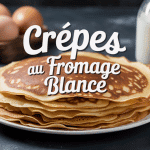 Pile de crepes fromage blanc dorées avec bol de fromage blanc