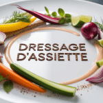 dressage assiette avec plat artistique et légumes colorés