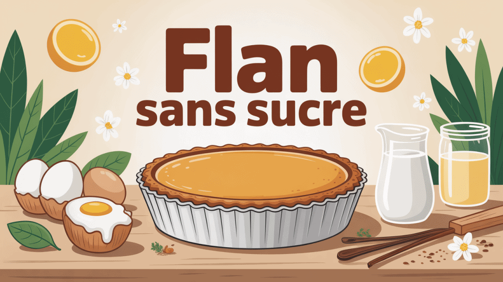 Flan sans sucre doré dans ramequin sur table bois