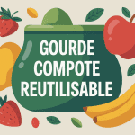 Gourde compote réutilisable silicone avec fruits frais