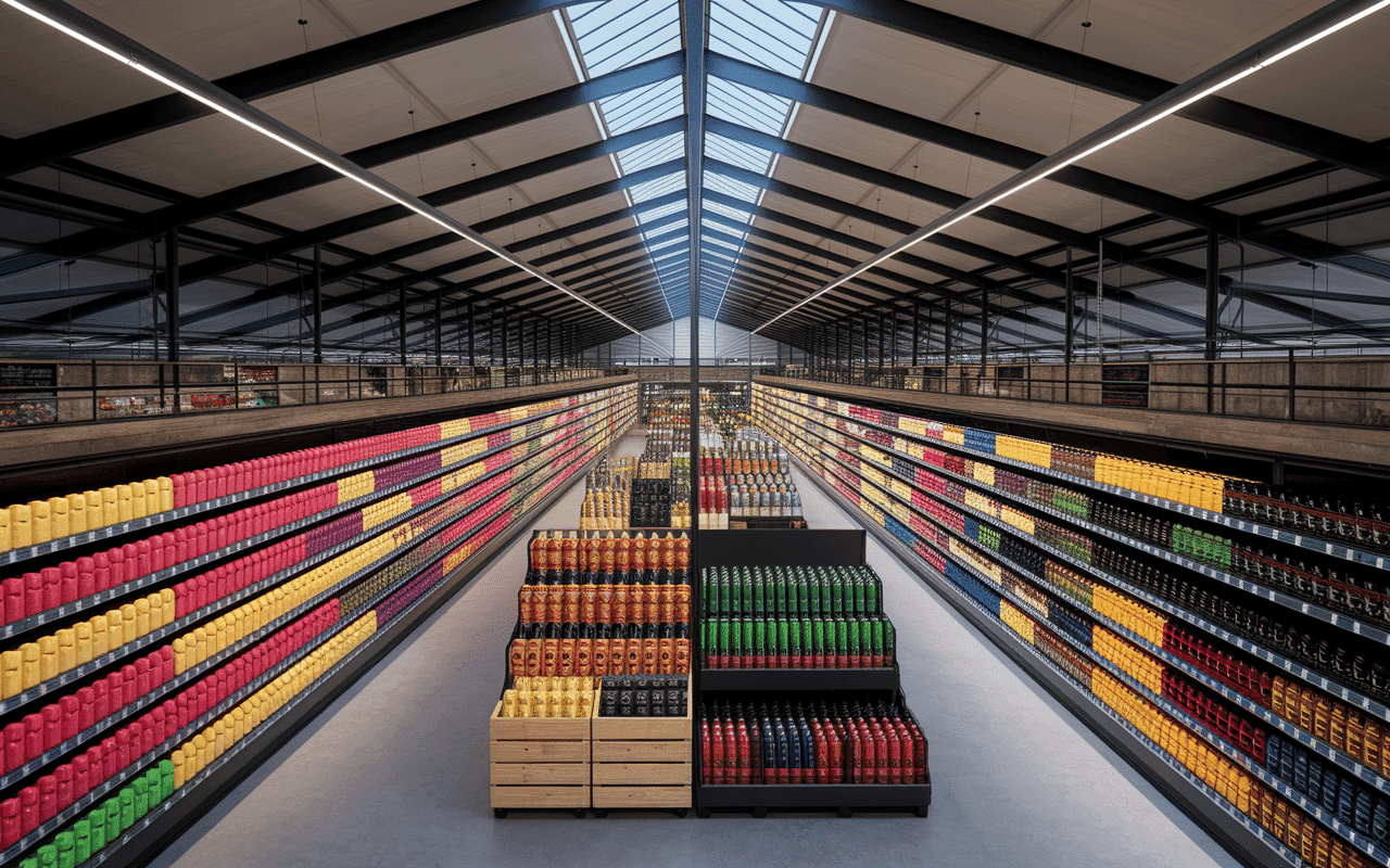 rayon de supermarche avec marques de bieres