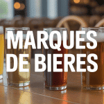 verres de bieres sur table avec titre marques de bieres