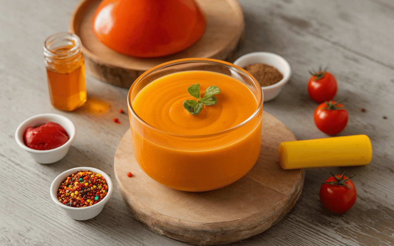 Bol de sauce brasil entouré d’ingrédients frais