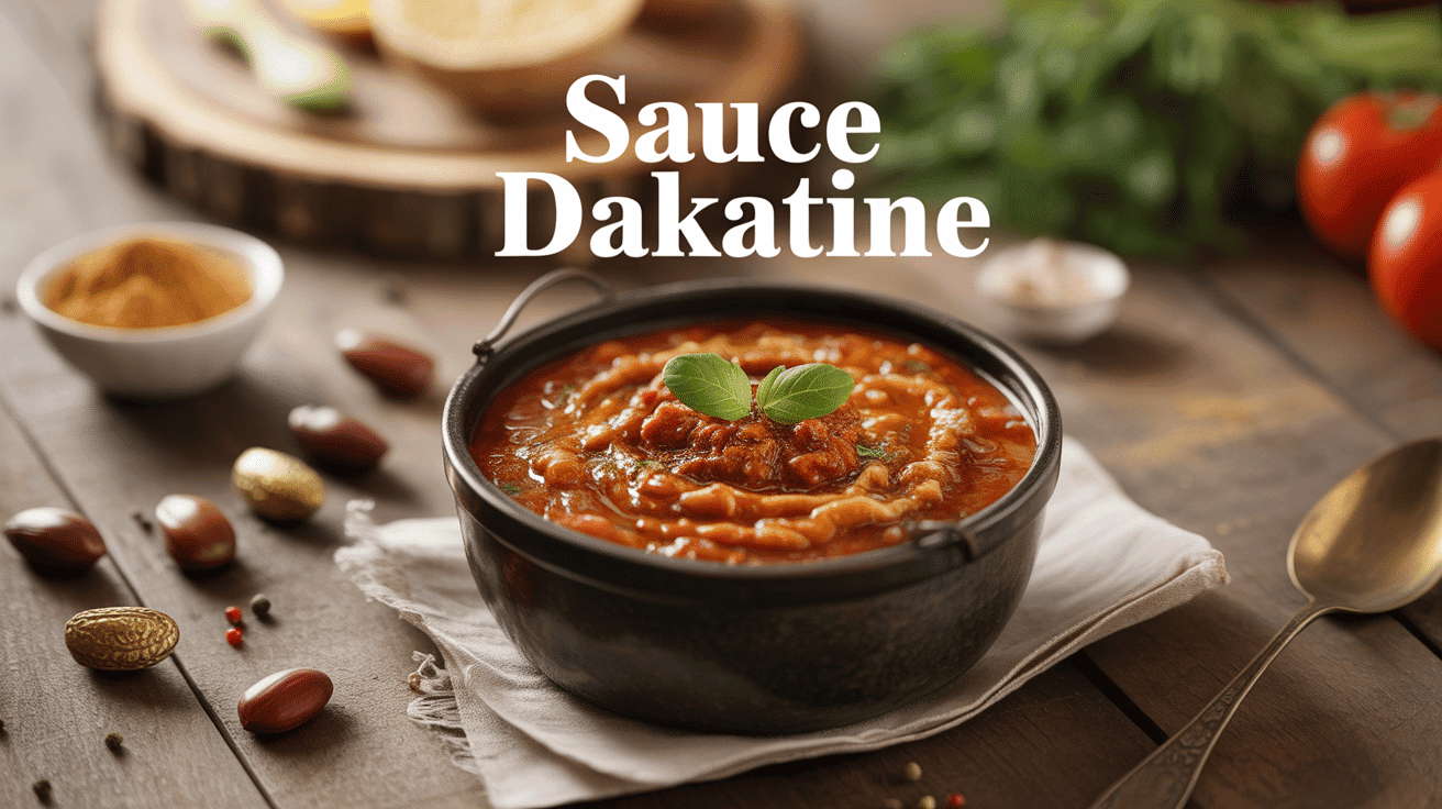 Bol de sauce dakatine crémeuse avec arachides et épices