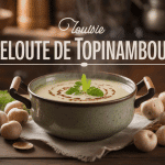 Bol de velouté de topinambour crémeux avec topinambours frais