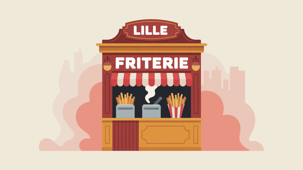 Friterie Lille facade colorée et comptoir bois