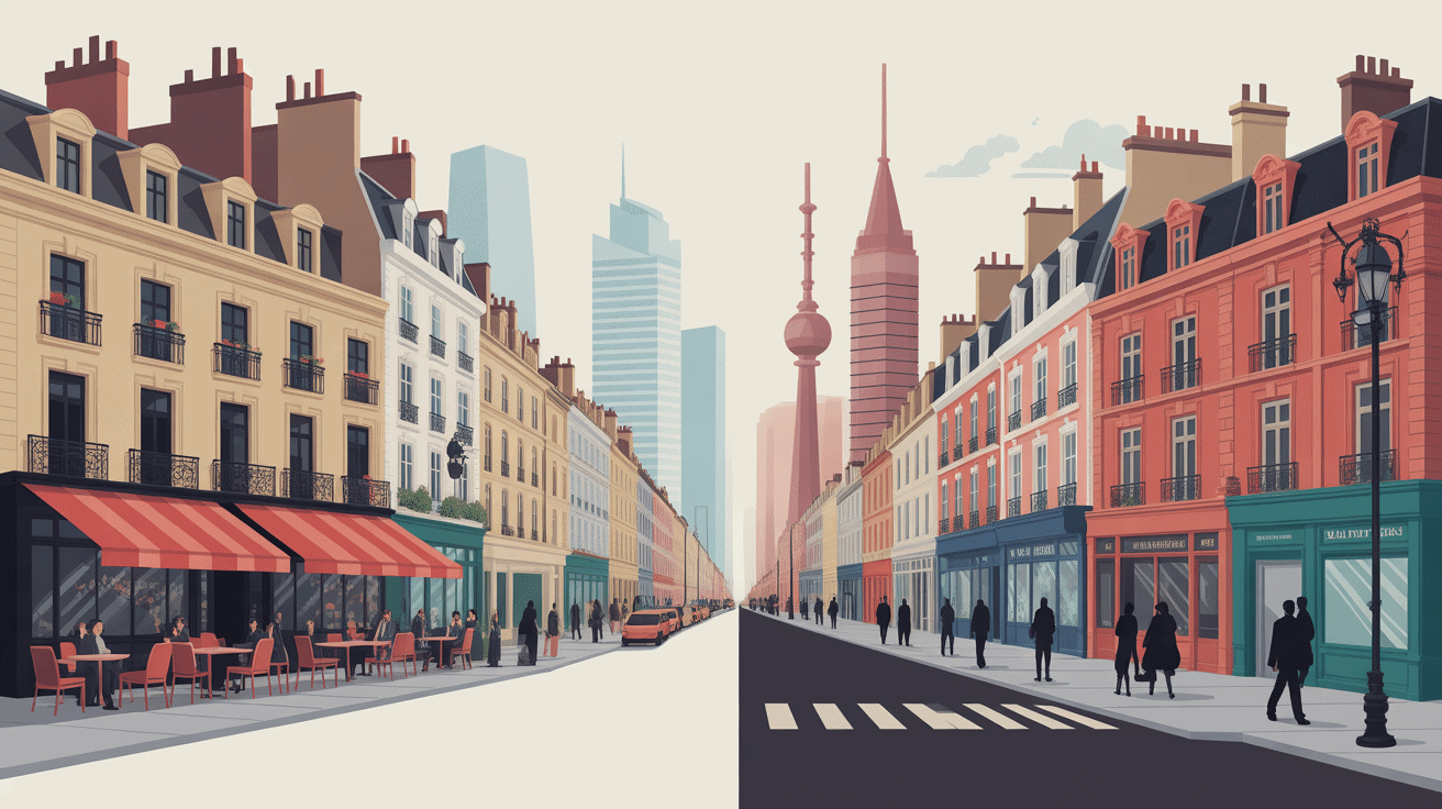 Scène animée du quartier le Paris Montparnasse tradition et contemporain