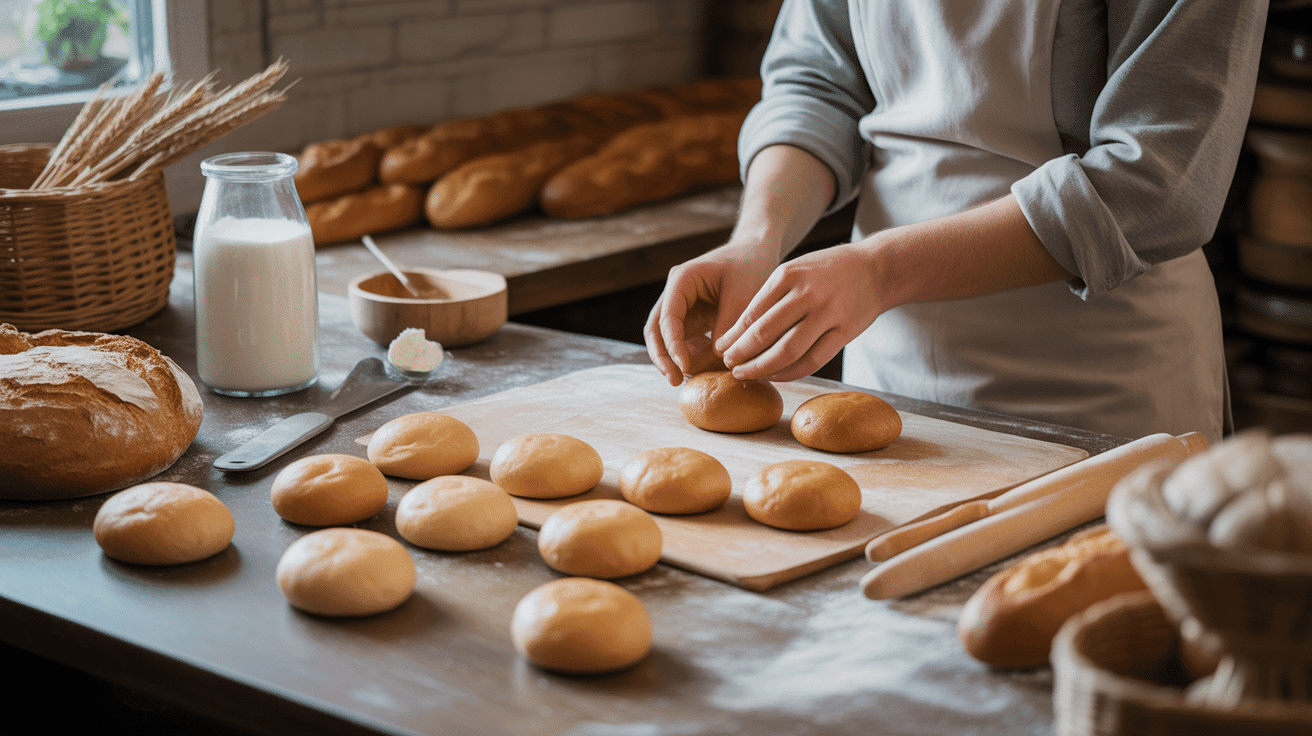 Préparation artisanale navette pain boulangerie