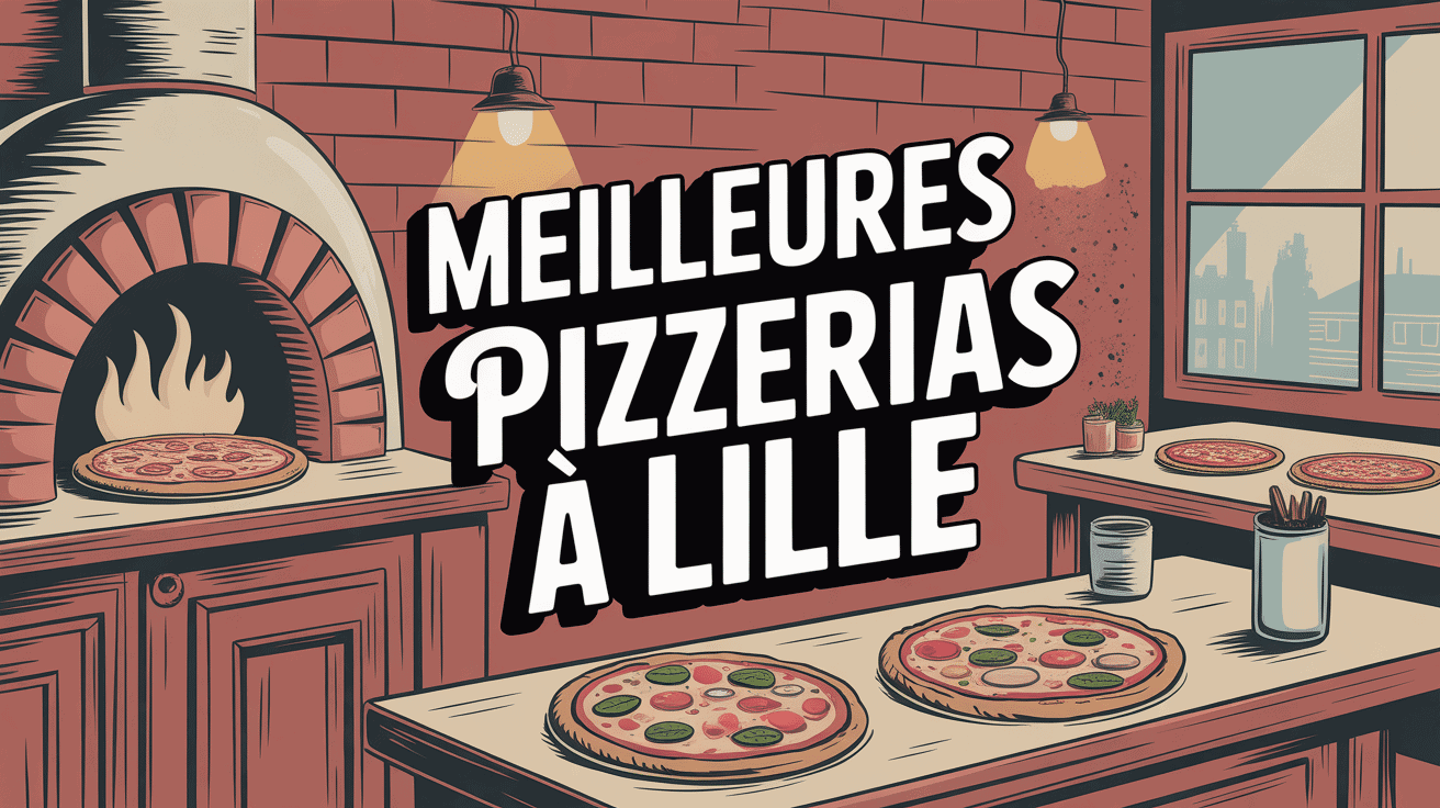 Illustration pizzeria Lille chaleureuse avec four à bois