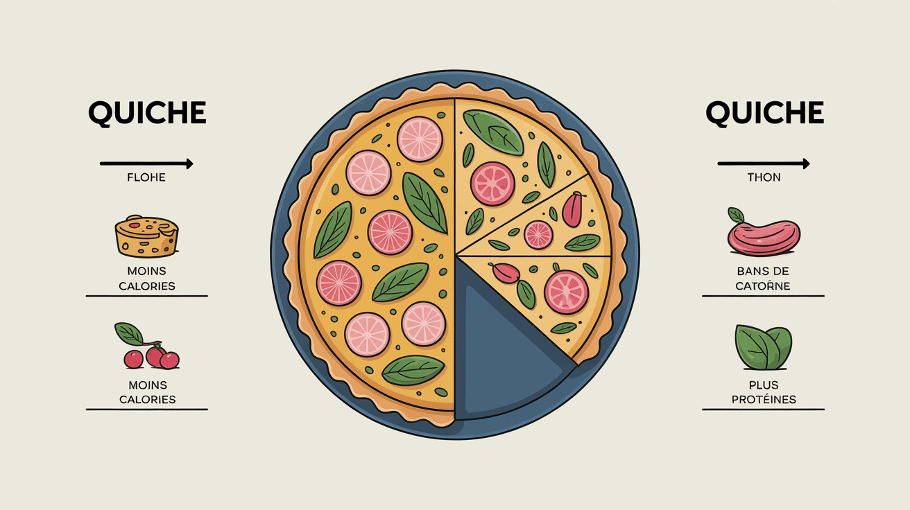 comparatif calorique quiche au thon sans pate et classique
