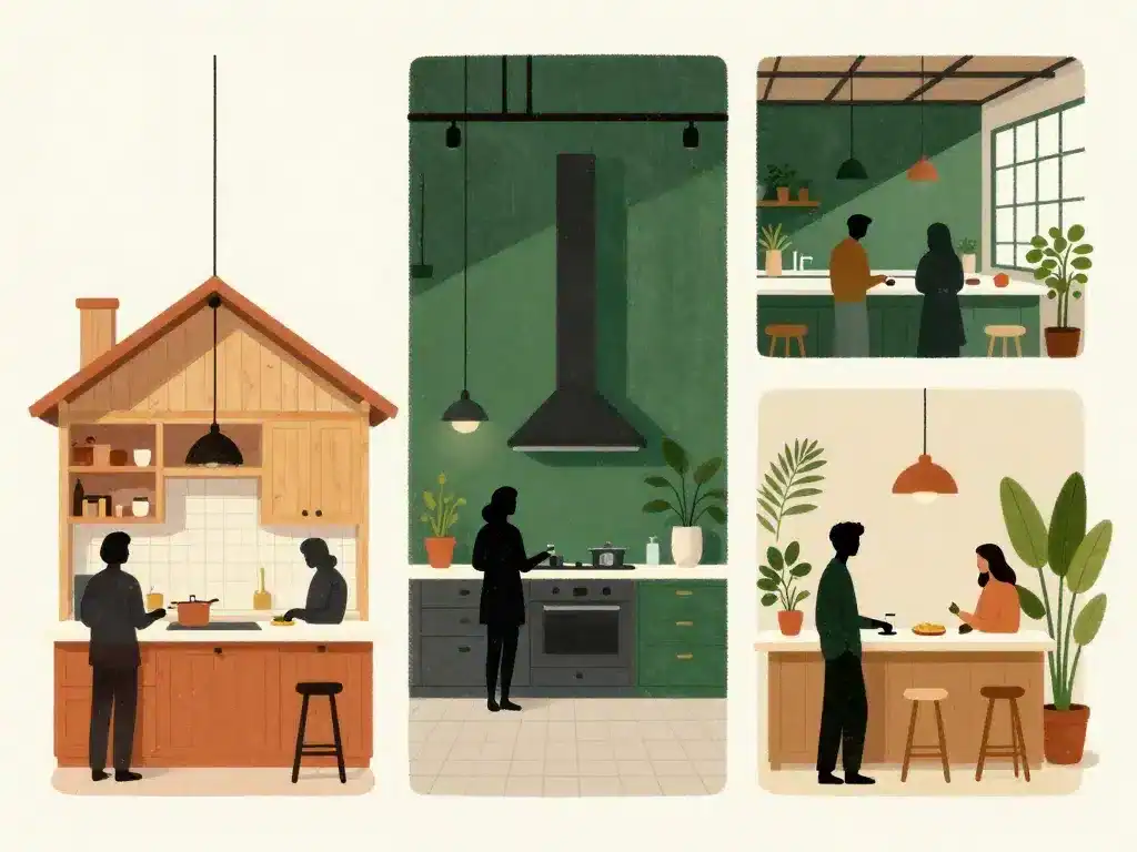 Ambiances cuisine couleur tendance, farmhouse terracotta, loft vert, méditerranéenne beige