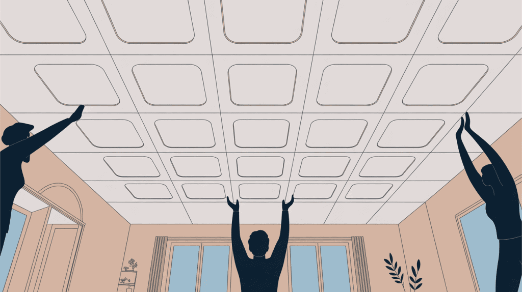 Illustration plafond moderne avec dalles en polystyrène pour plafond