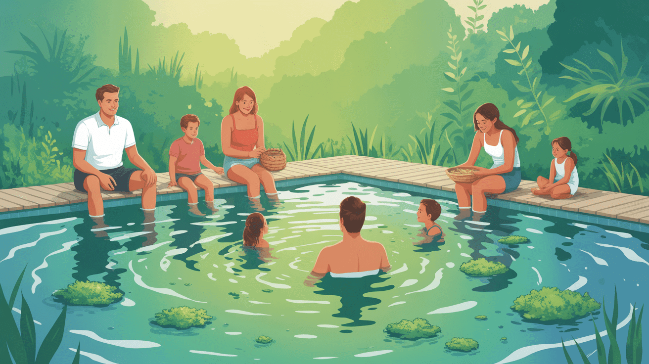 eau de piscine verte remède de grand-mère illustration piscine verte