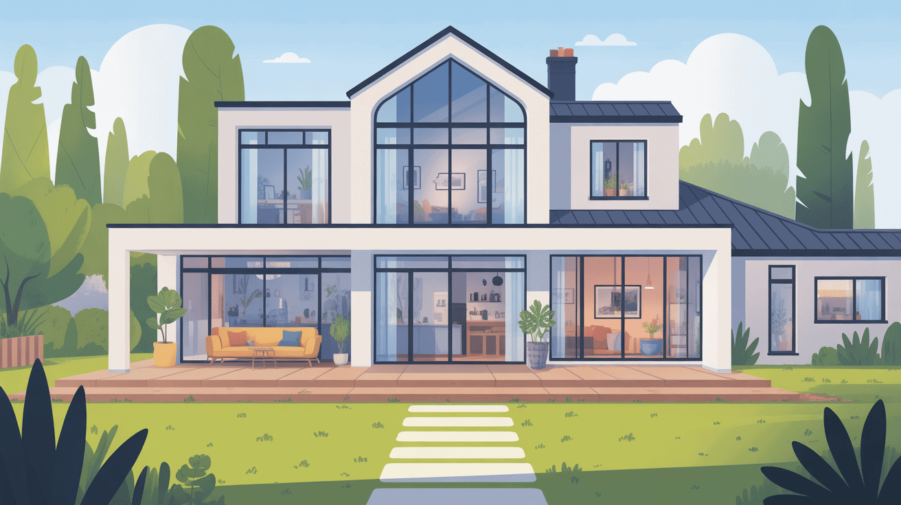 Illustration fenêtres Veka PVC maison moderne