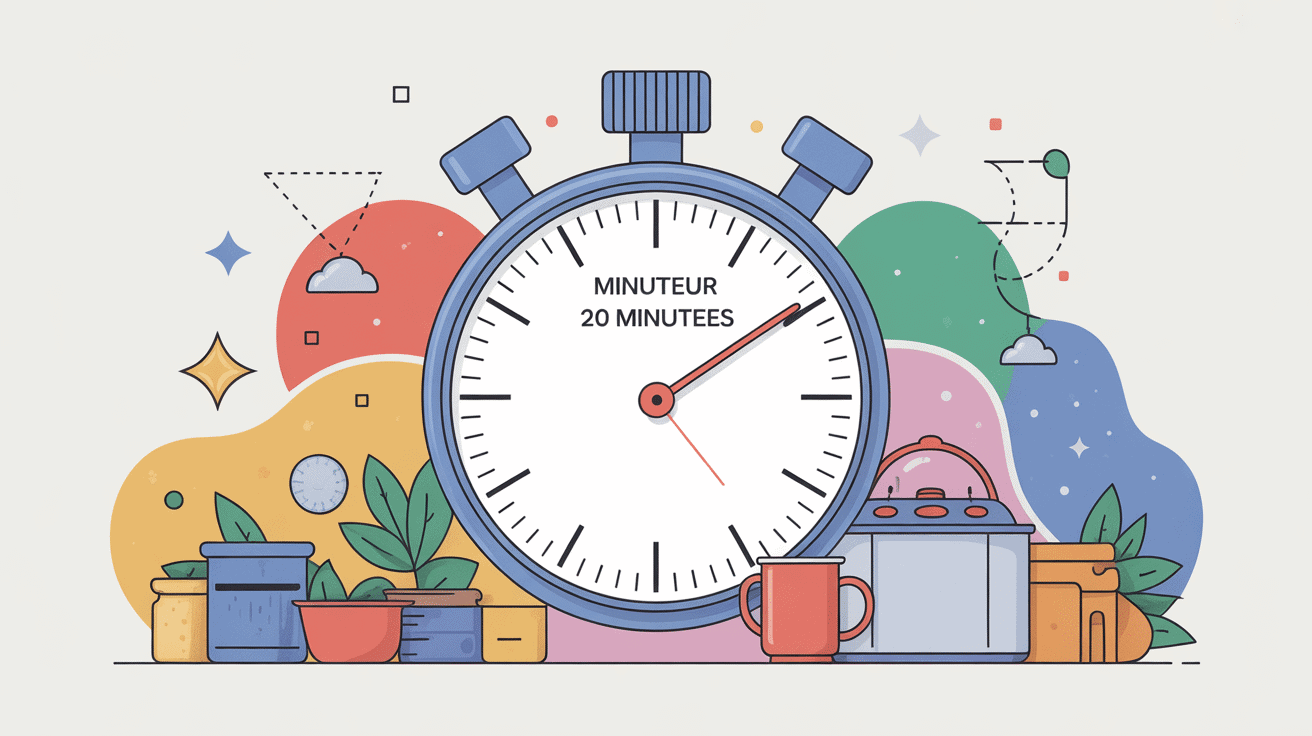 illustration minuteur 20 minutes et gestion du temps