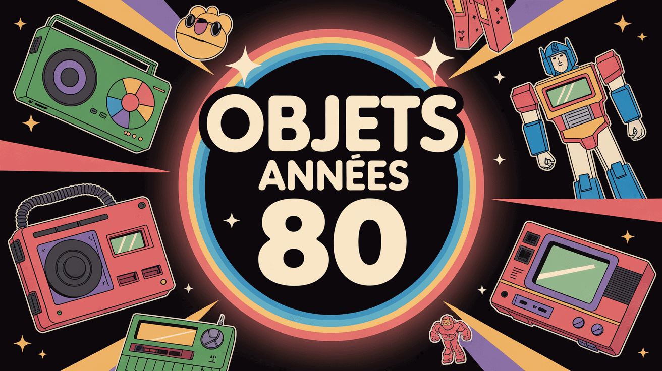 illustration objets des annees 80 pop culture