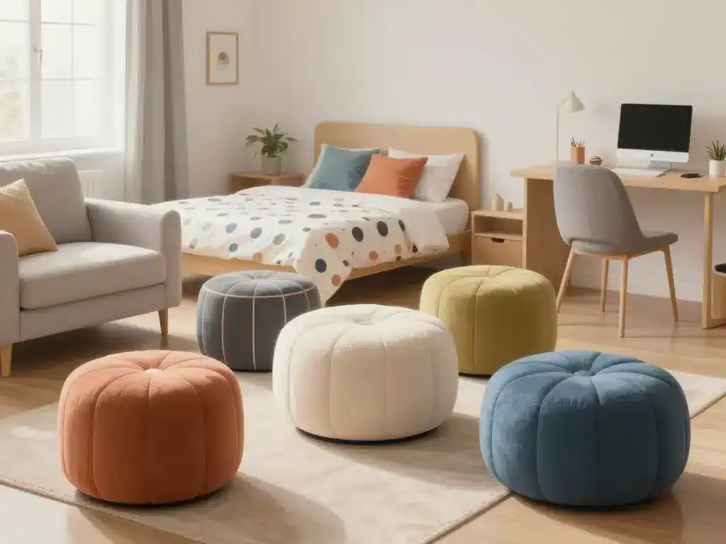Poufs tabourets salon chambre bureau selon déco