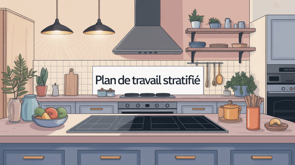 illustration stratifié plan de travail moderne cuisine central