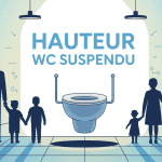 Illustration hauteur wc suspendu famille seniors moderne