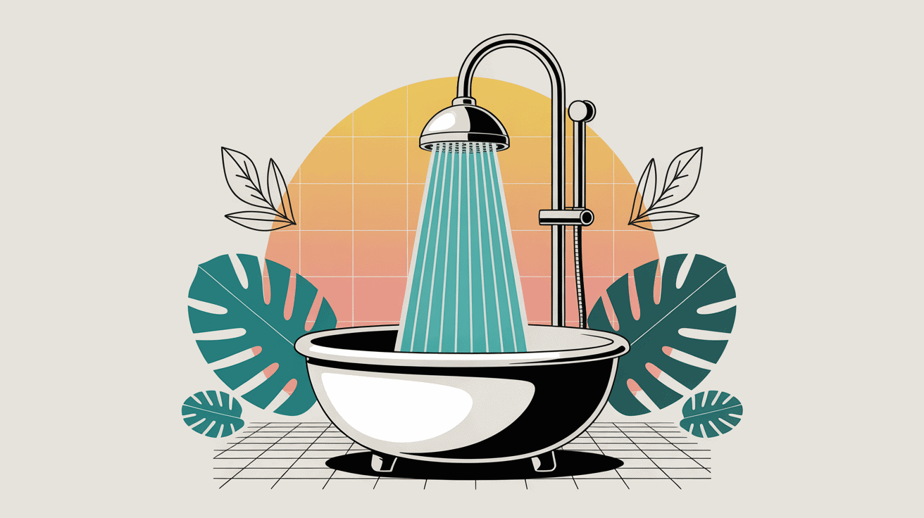 pommeau de douche haute pression moderne, jets puissants, ambiance propre