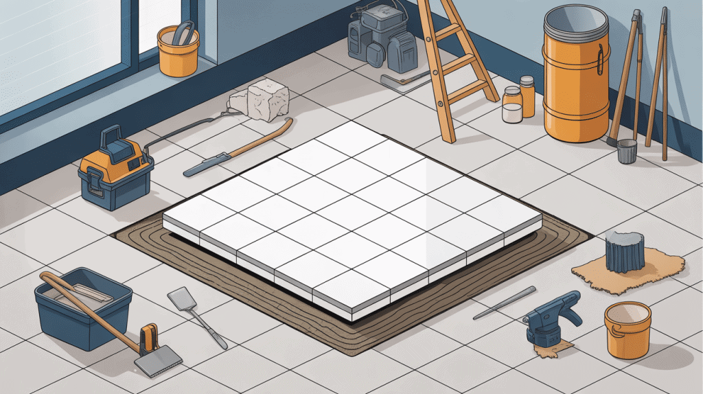 tarif pose carrelage 60x60 au m2 illustration étapes chantier