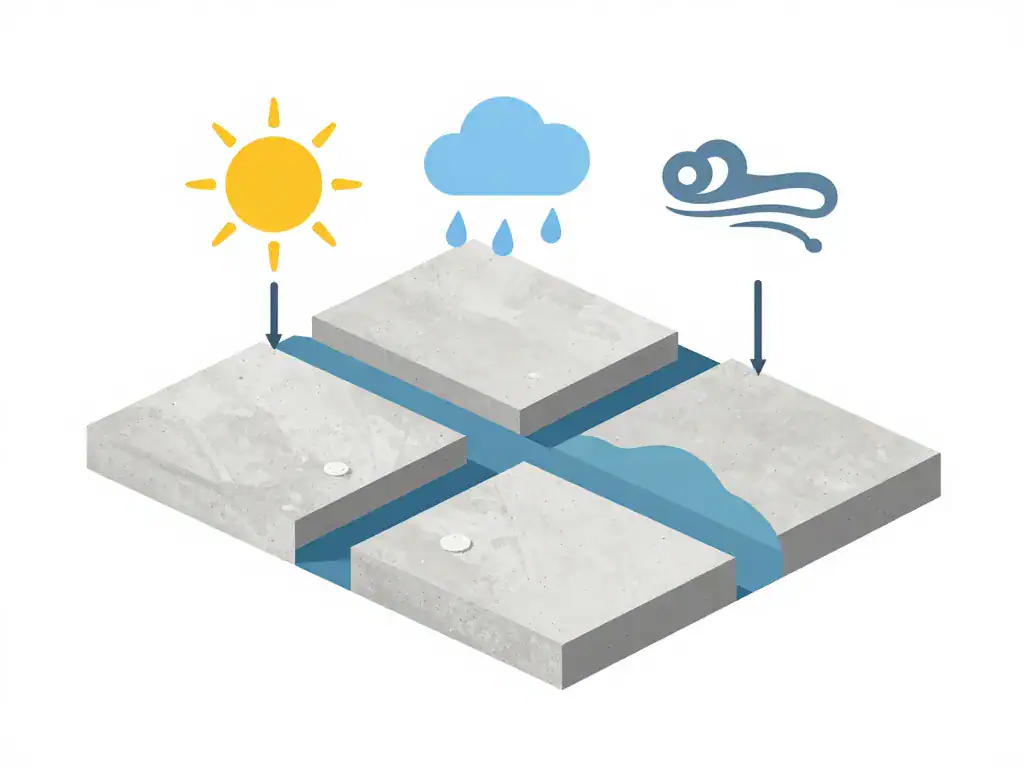 Schema temps de sechage beton climat ouvrage variation