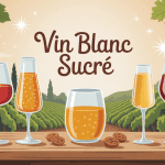 Illustration vin blanc sucré ambiance dégustation conviviale