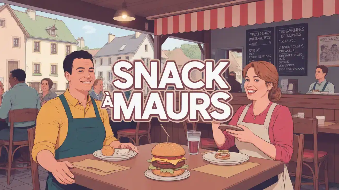 Scène conviviale dans un snack à Maurs avec clients et service rapide