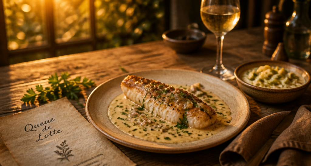 Queue de lotte au four : 20 minutes de cuisson et le secret du vin blanc pour une chair fondante