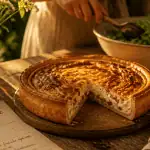 quiche lorraine épaisse et moelleuse part découpée