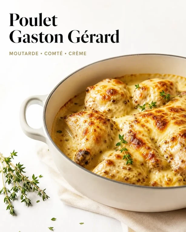 Poulet Gaston Gérard façon Cyril Lignac, recette traditionnelle bourguignonne gratinée au comté
