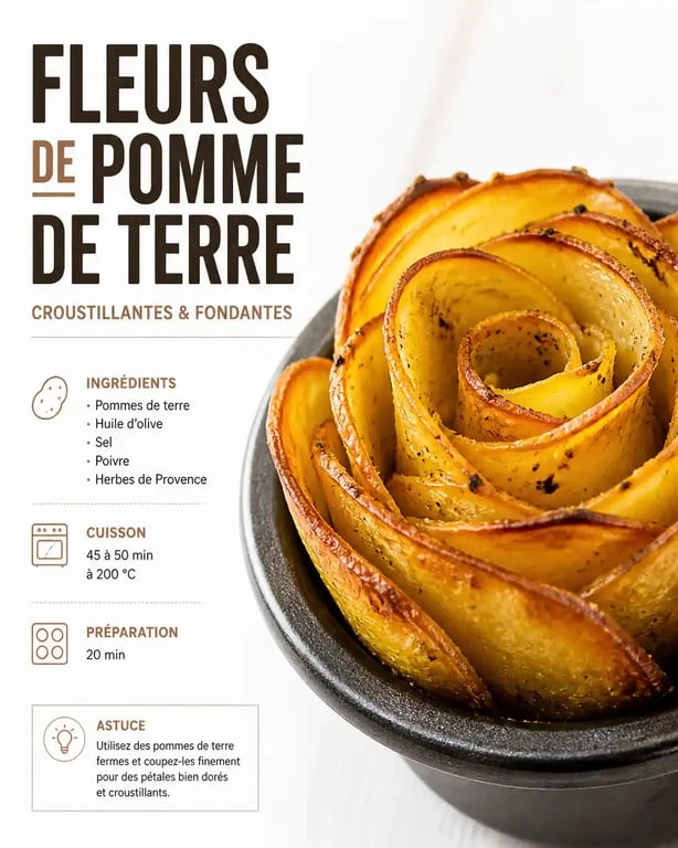 Fleur de pomme de terre croustillante au four, recette de rose de pomme de terre