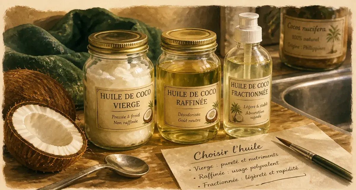 Huile d noix de coco : 3 variantes et point de fumée 177°C