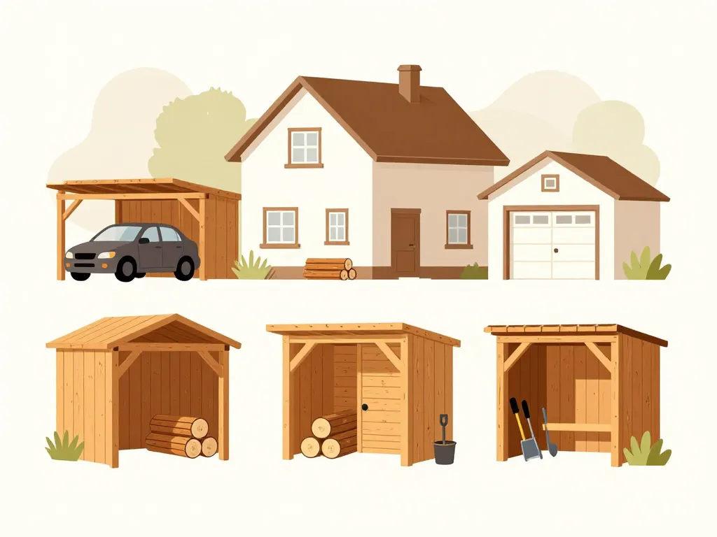 différents types d'appenti en bois usages dimensions carport rangement