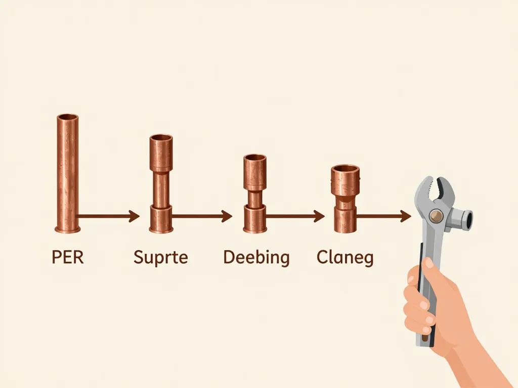 Préparation raccorder PER sur cuivre étape par étape