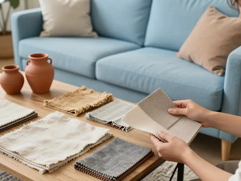 canapé bleu ciel associations couleurs matières