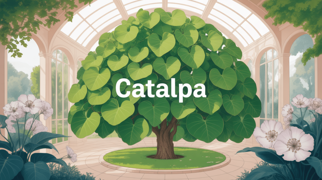 Illustration catalpa majestueux jardin élégant