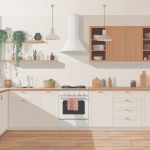 Cuisine plume illustration légère épurée moderne