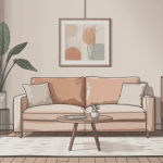 housse pour canapé 2 places avec accoudoirs dans salon moderne