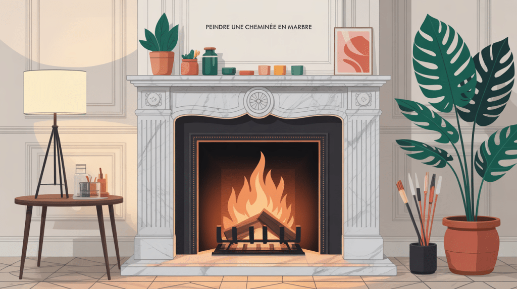 Peindre du marbre cheminee illustration contemporaine centrale